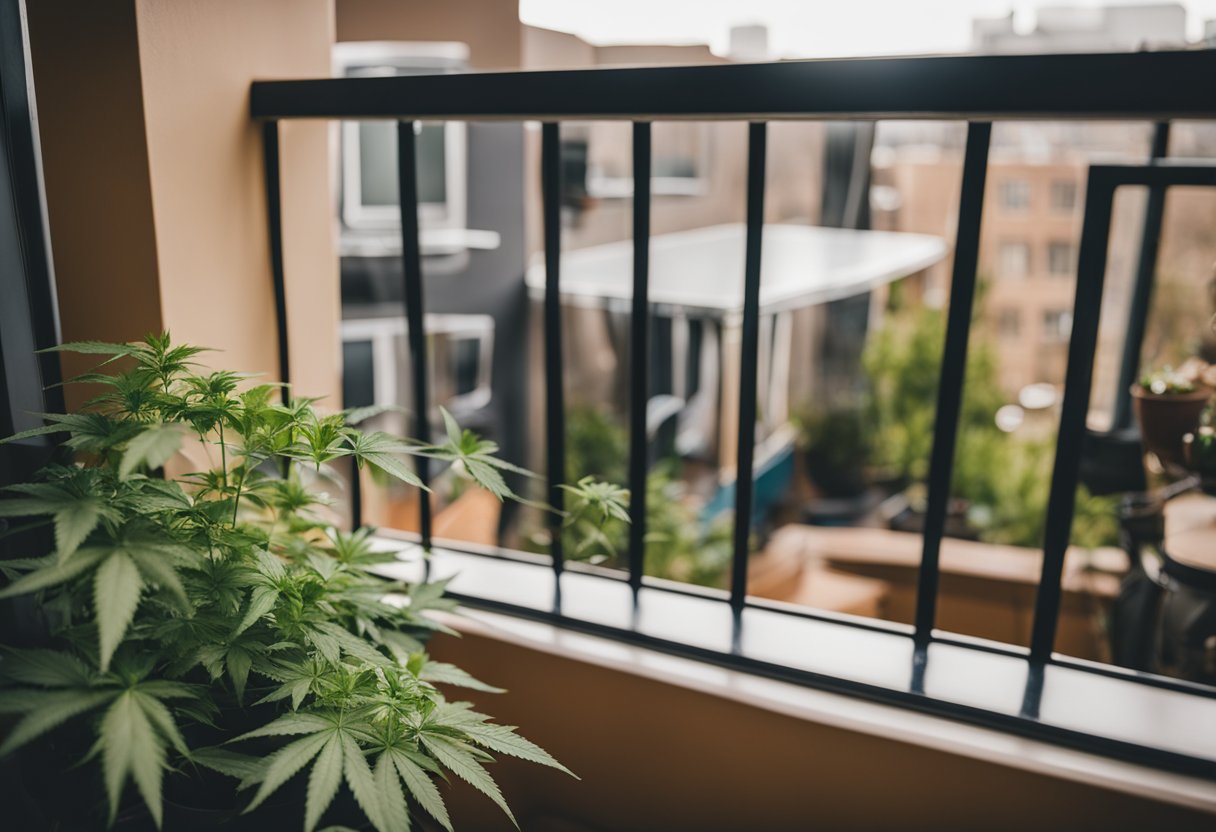 A cozy Denver Airbnb with a cannabis-themed decor, a balcony overlooking the city, and a welcoming smoke-friendly atmosphere